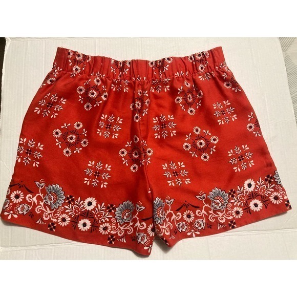Ann Taylor Pull On Shorts Size 10 Orange White Navy Floral - Picture 5 of 8